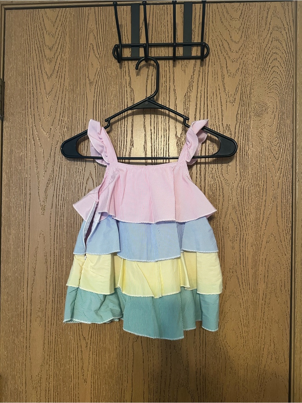 SPARKLE IN PINK (6X) Pastel Rainbow Ruffle Tank Top